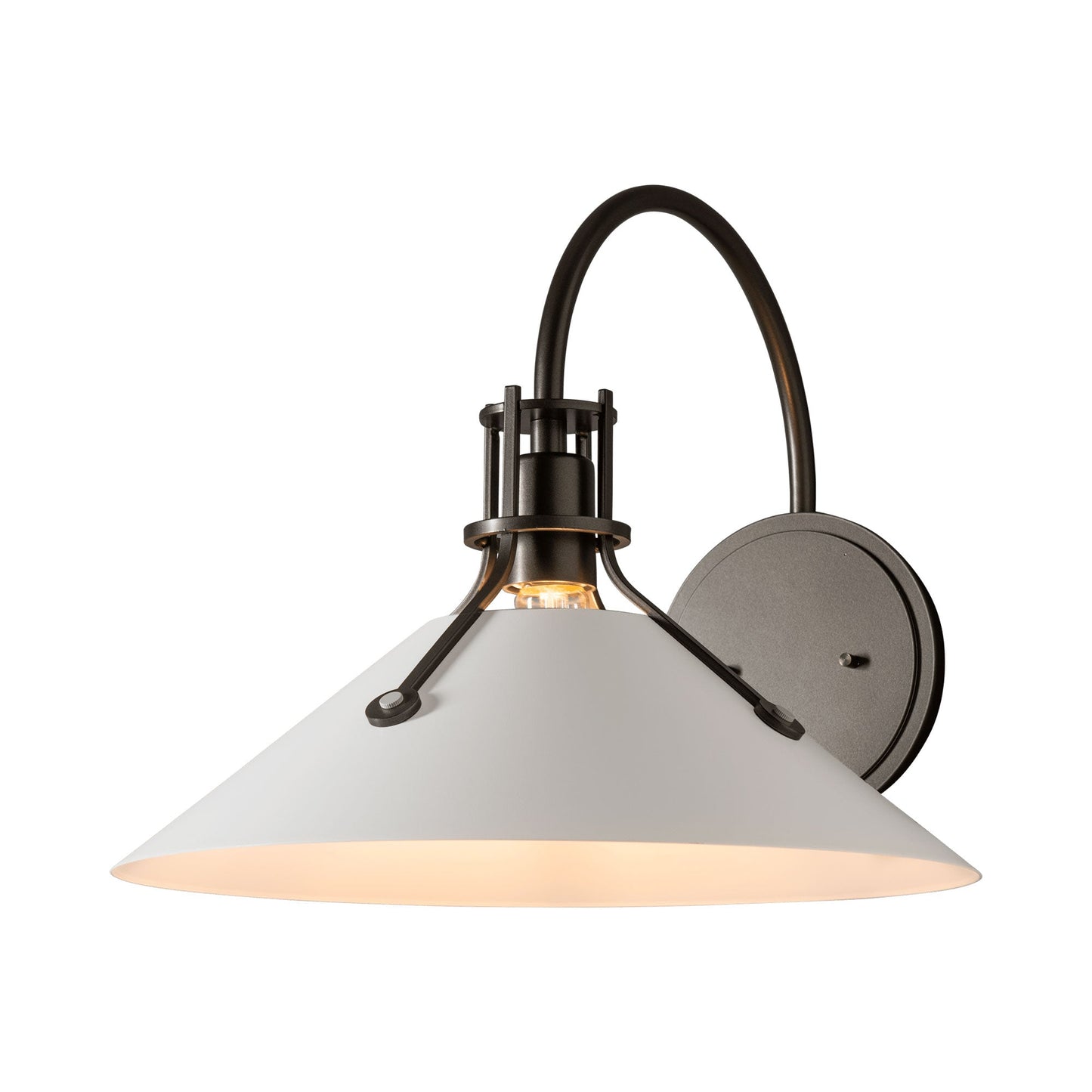 Henry Steel Shade Wall Light in Dark Smoke/White (14.4-Inch).