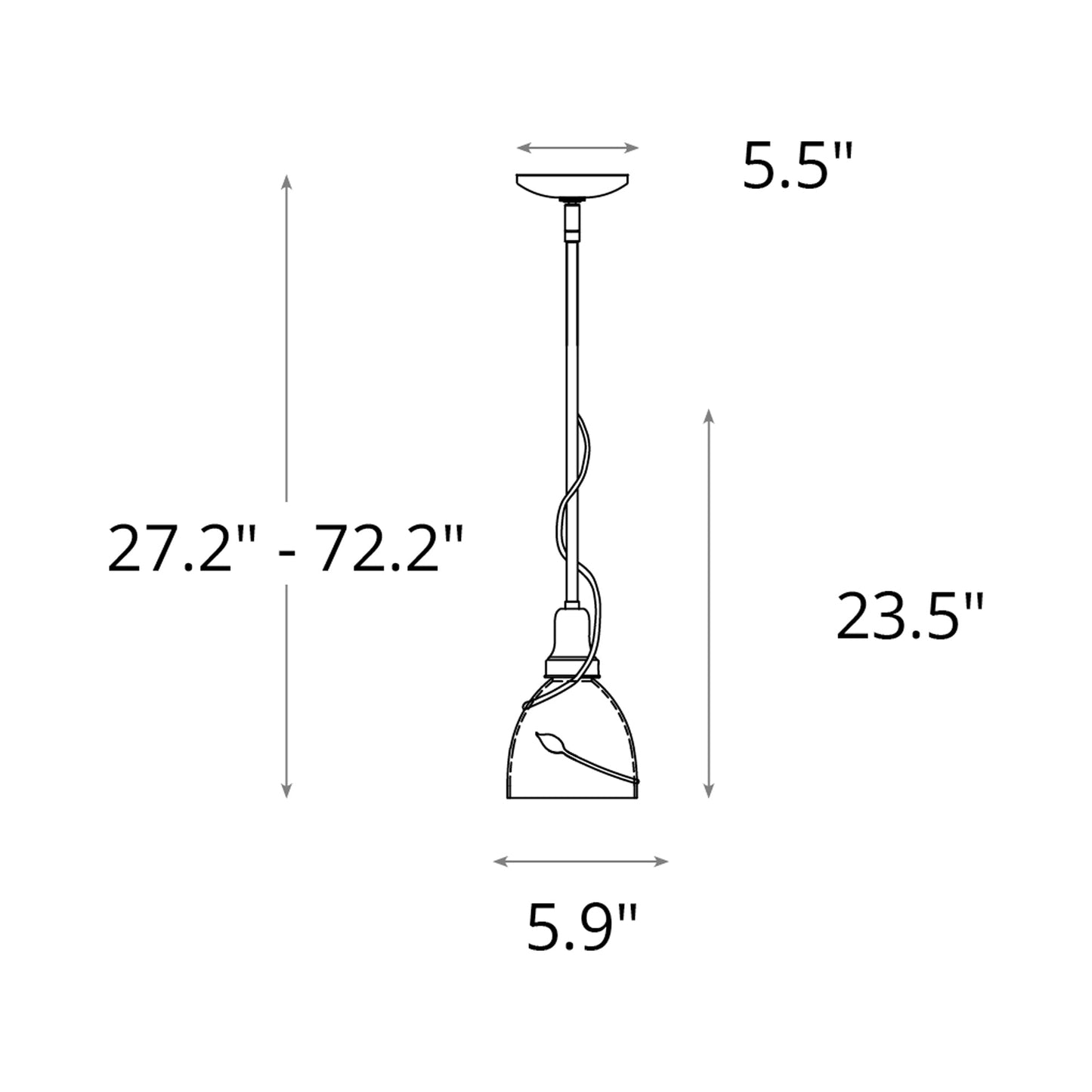 Leaf Twining Mini Pendant Light - line drawing.