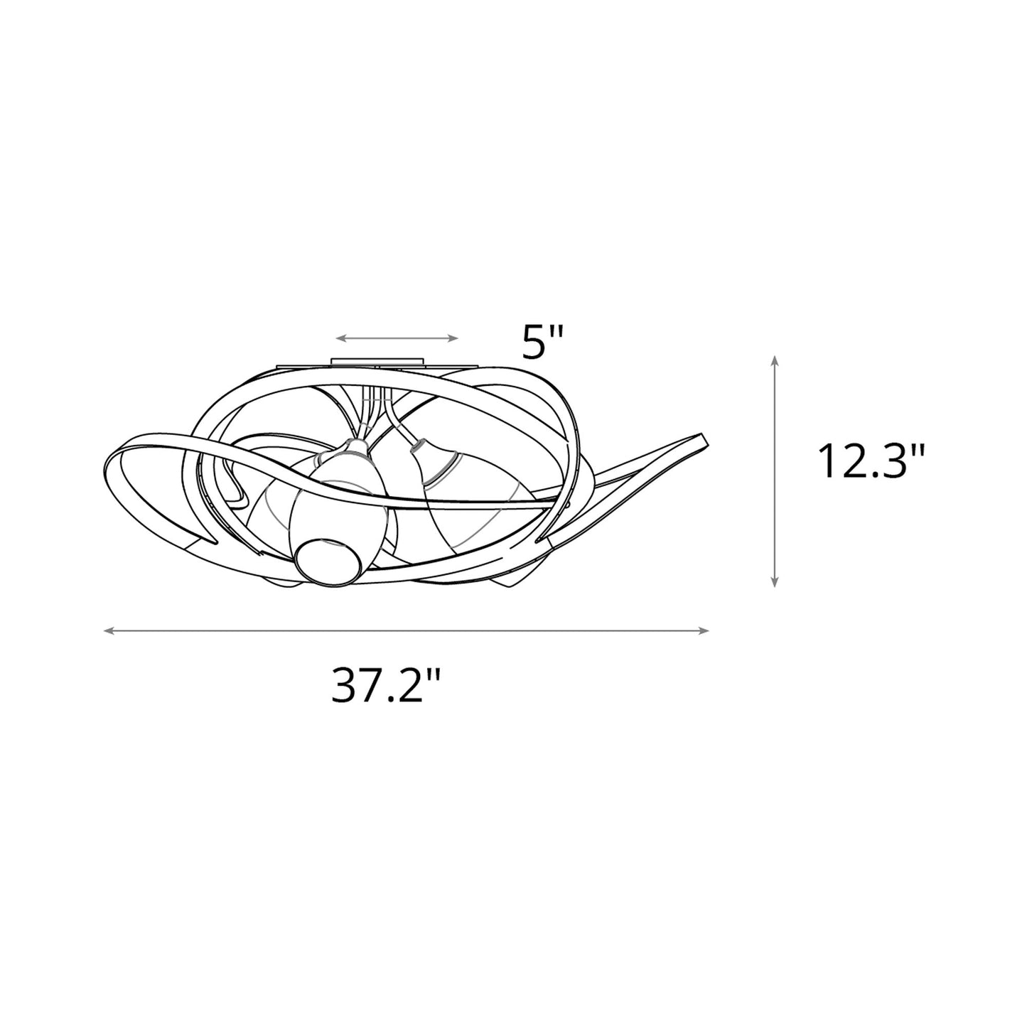 Nest Semi Flush Mount Ceiling Light - line drawing.