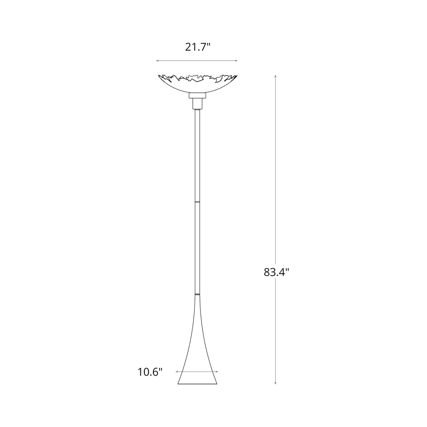 Pangea Torchiere Floor Lamp - line drawing.
