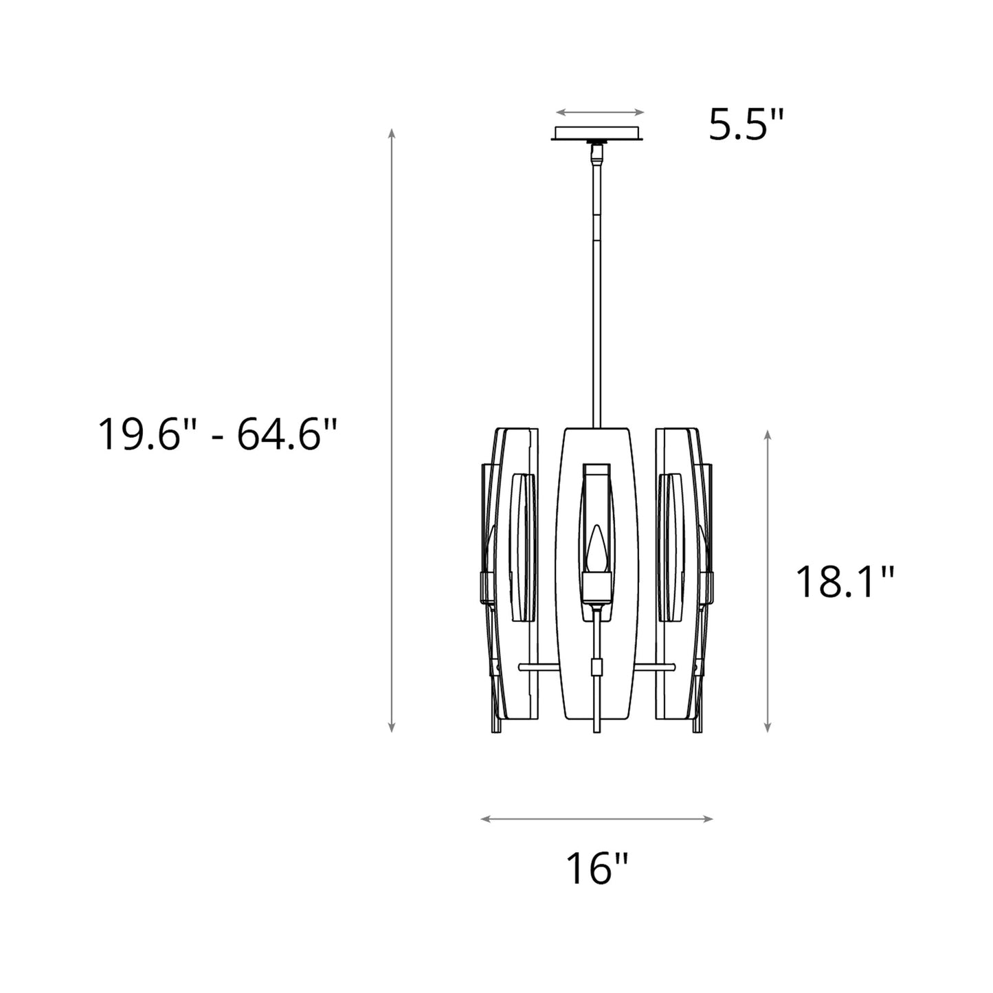 Passage Pendant Light - line drawing.