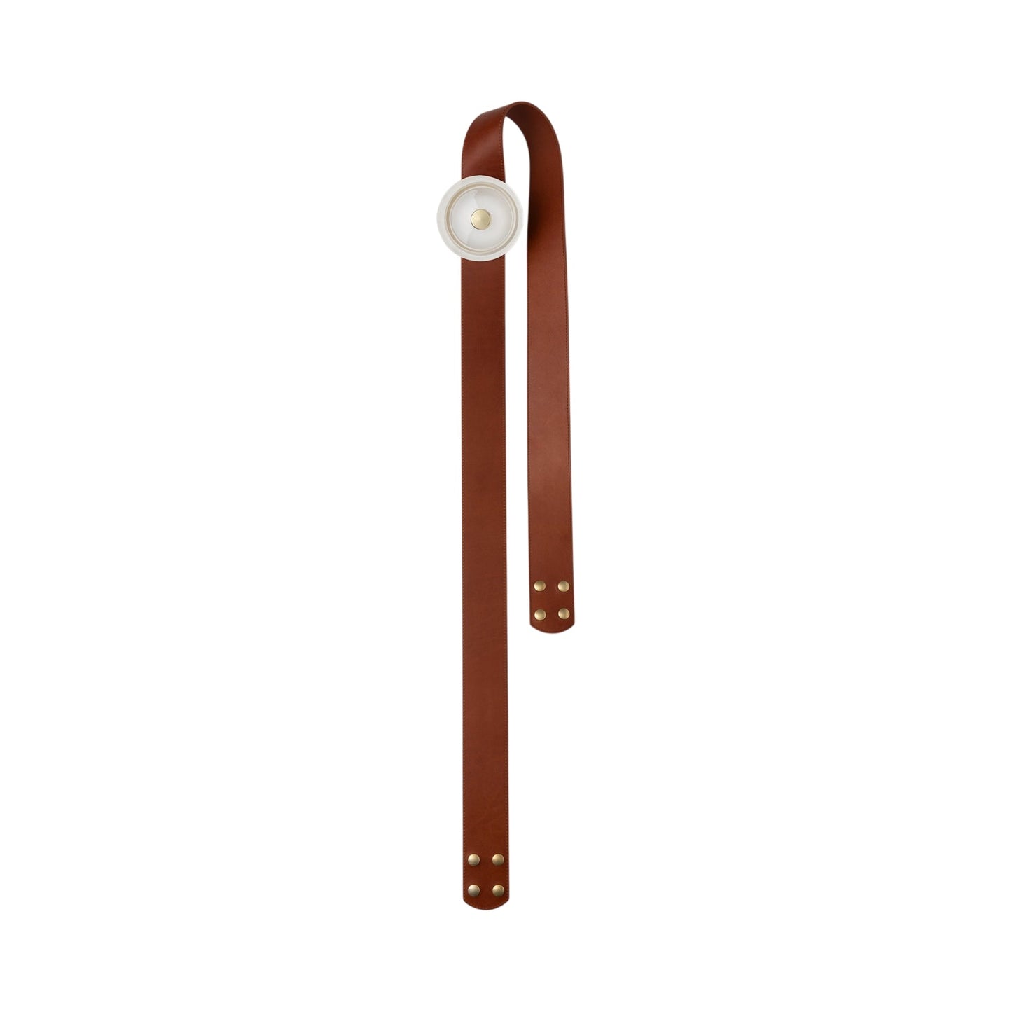 Snaps Metal Cone LED Module with Extension Strap in Modern Brass/Leather Chestnut (72-Inch).