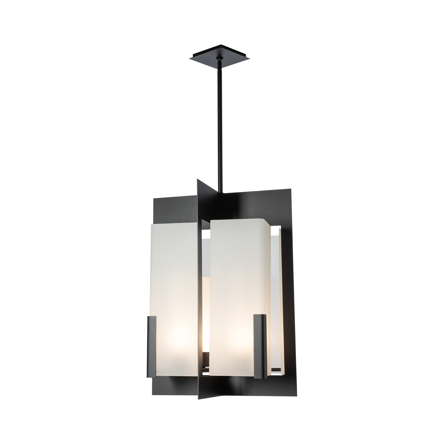 Summit Lantern Pendant Light in Black/Frosted Glass.