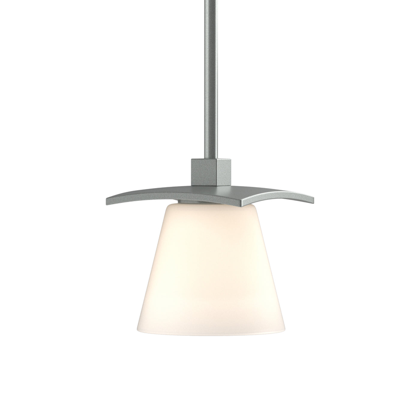 Wren Mini Pendant Light in Vintage Platinum/Opal and Clear Glass.