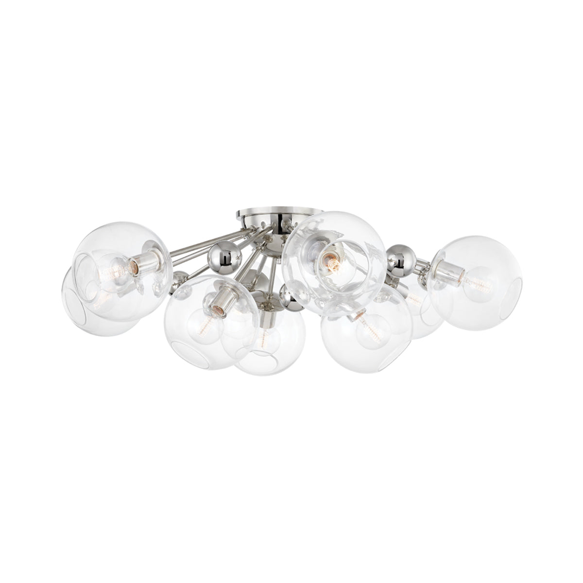 Abbott Semi Flush Mount Ceiling Light in Polished Nickel (9-Light).
