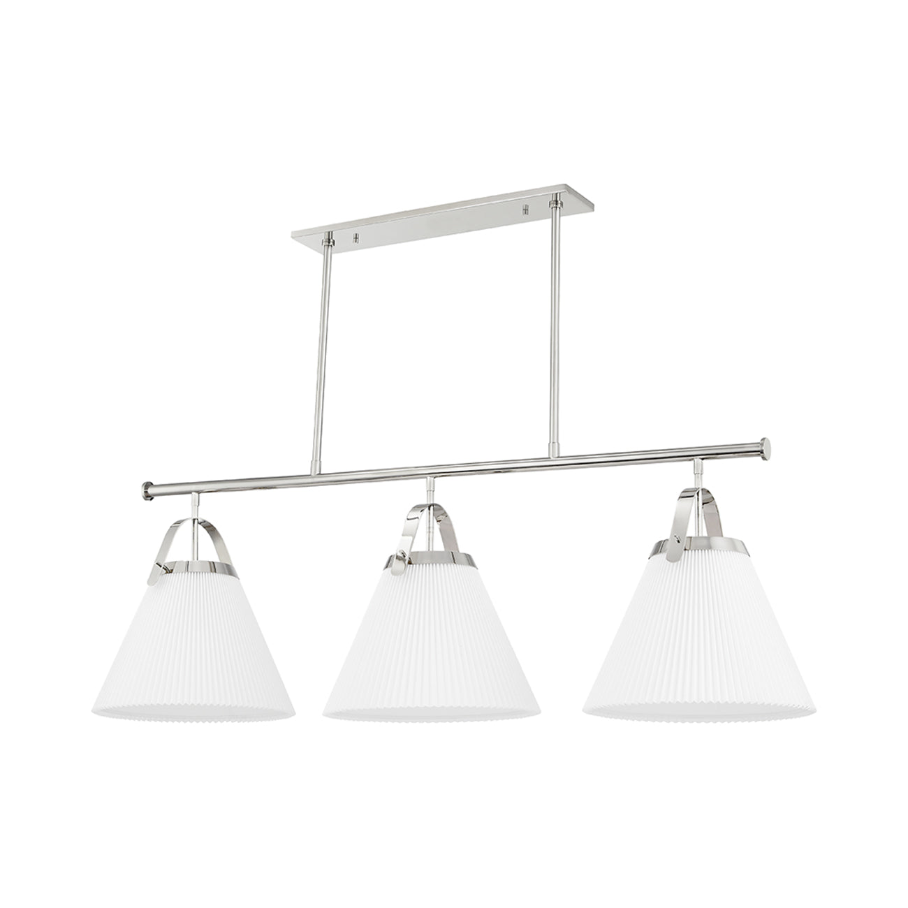 Aldridge Linear Pendant Light in Polished Nickel.