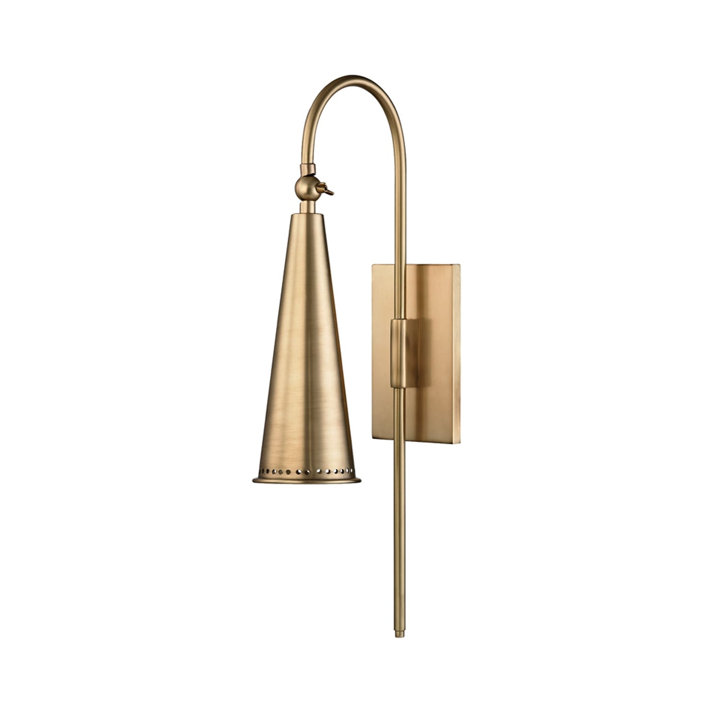 Alva Swing Arm Wall Light in Aged Brass.