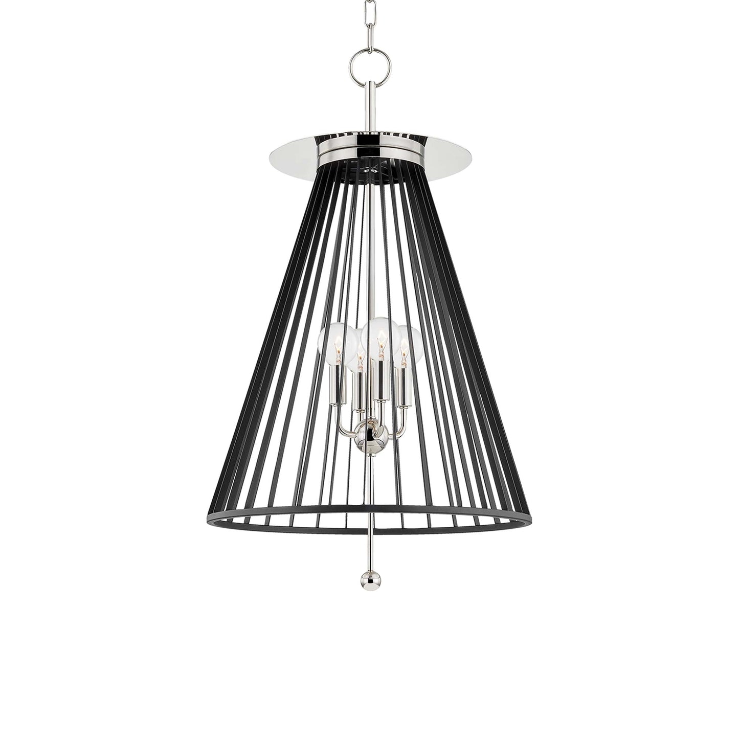 Cagney Pendant Light in Polished Nickel/Black (4-Light).
