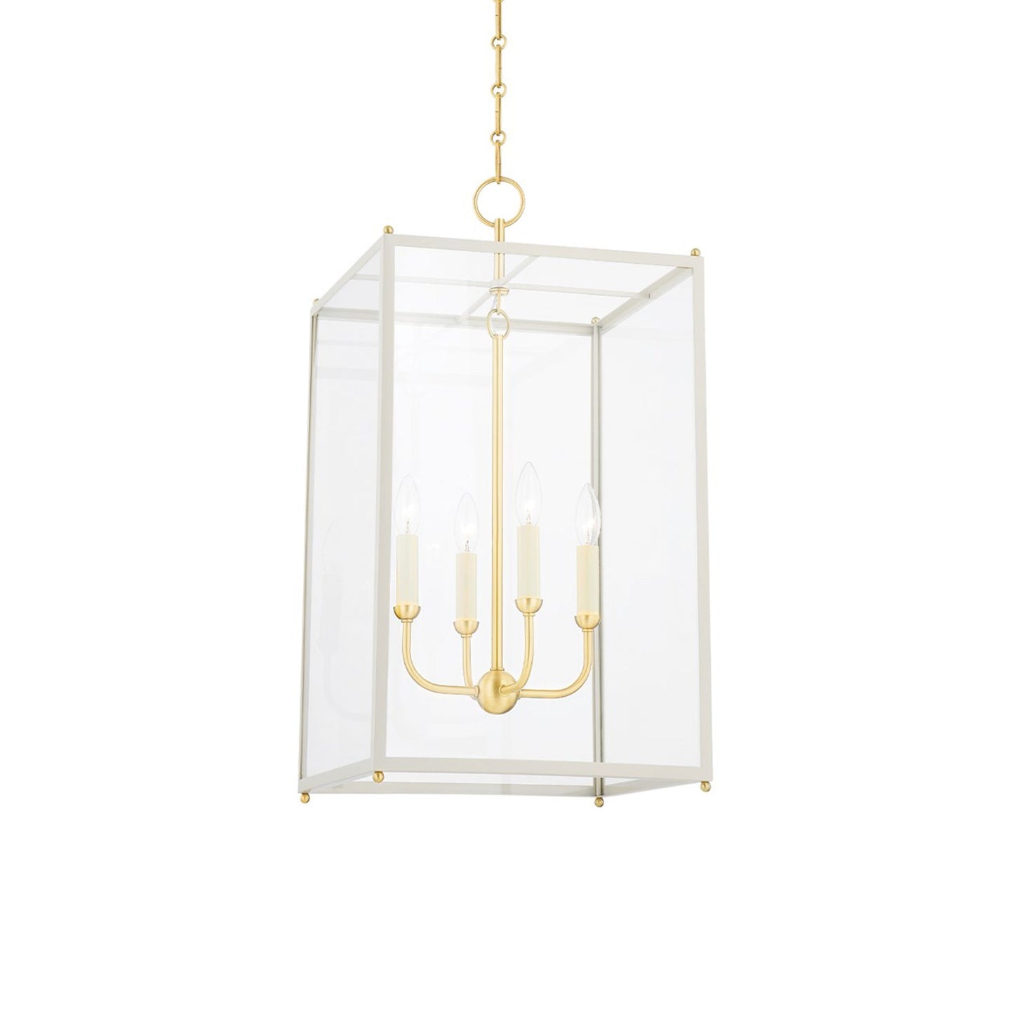 Chaselton Pendant Light in Aged Brass/Off White (4-Light).