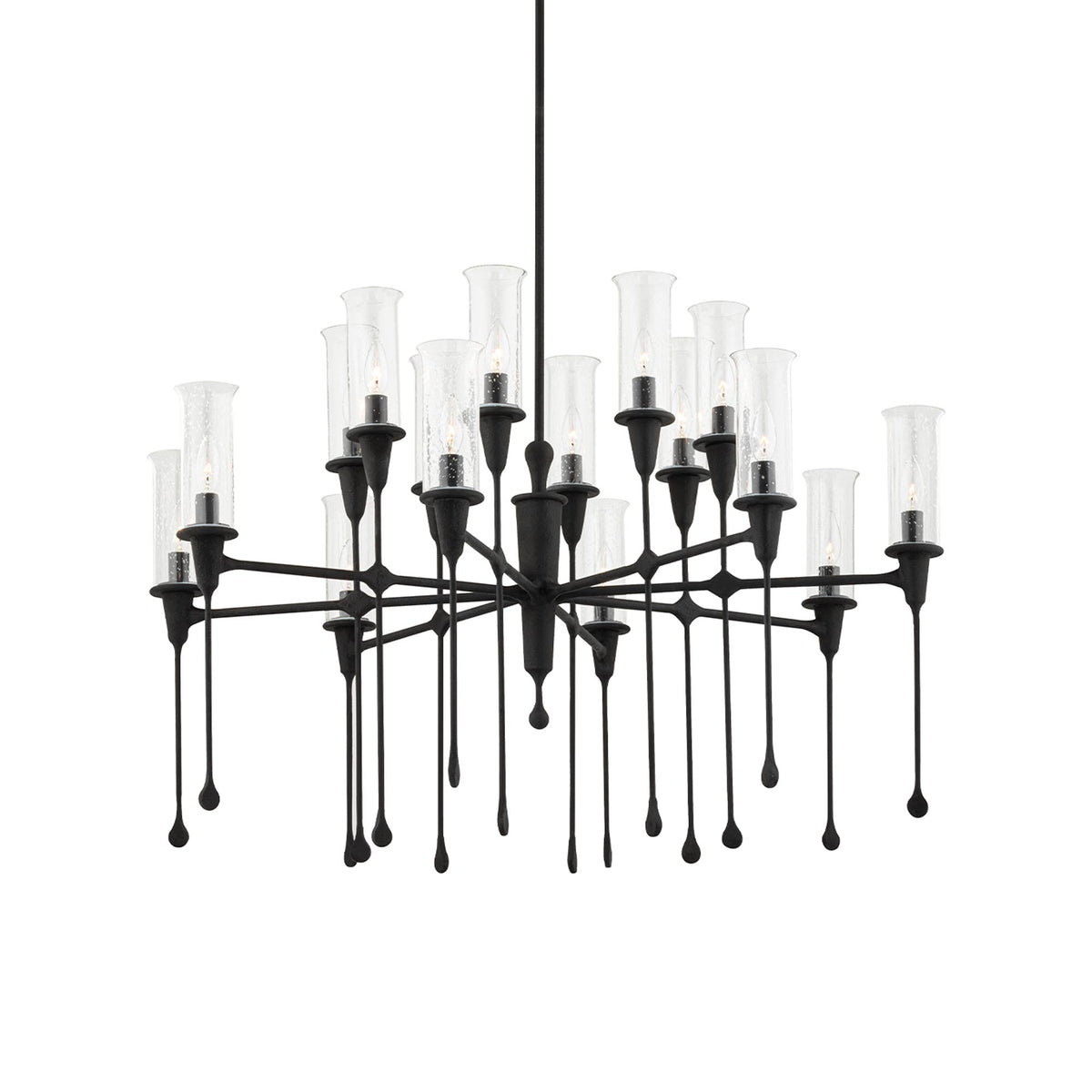 Chisel Chandelier in Black Iron (16-Light).