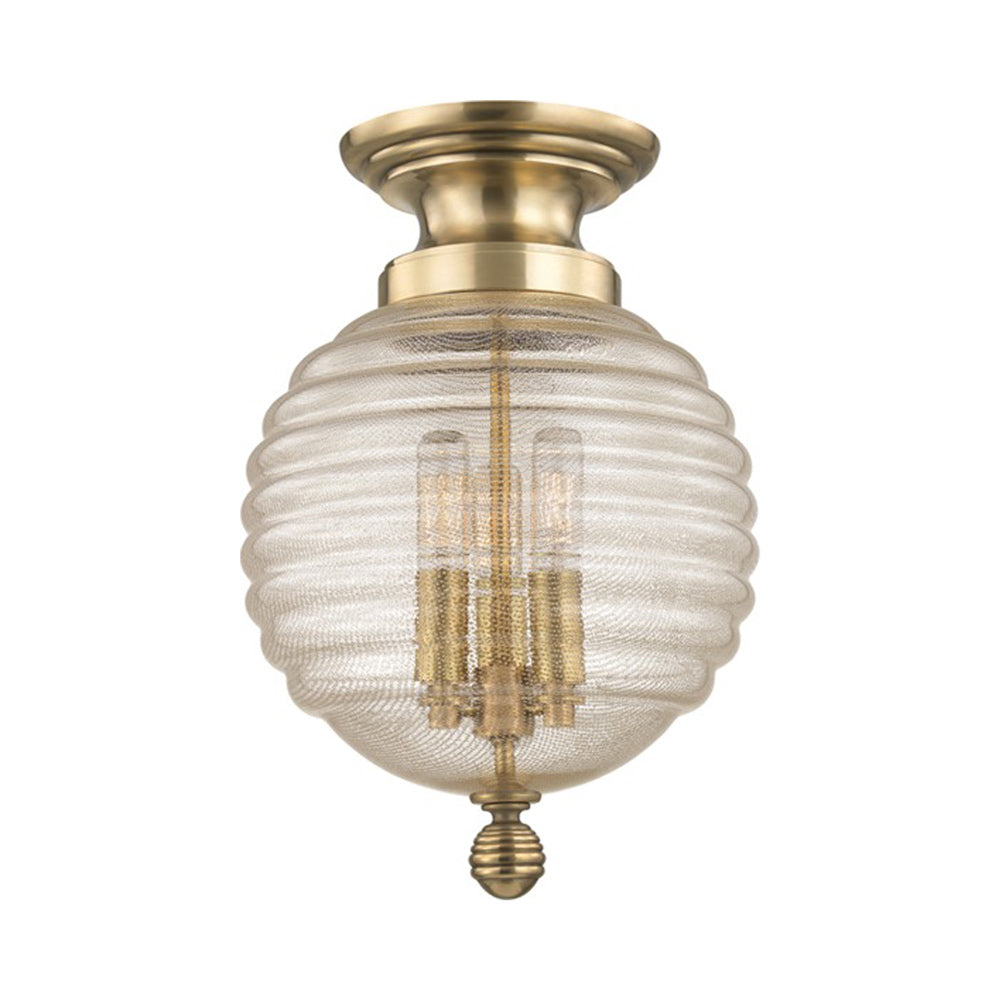 Coolidge Flush Mount Ceiling Light in Aged Brass.