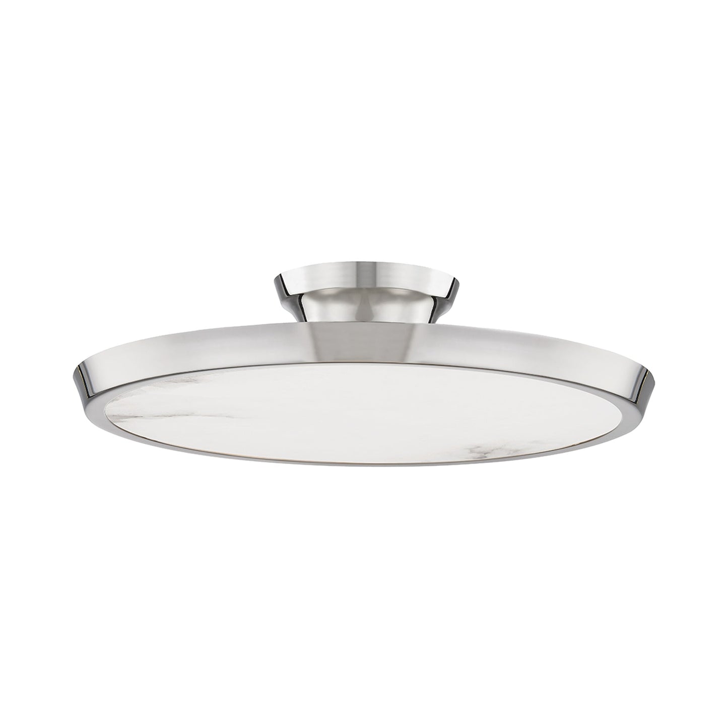 Draper LED Flush Mount Ceiling Light in Polished Nickel.