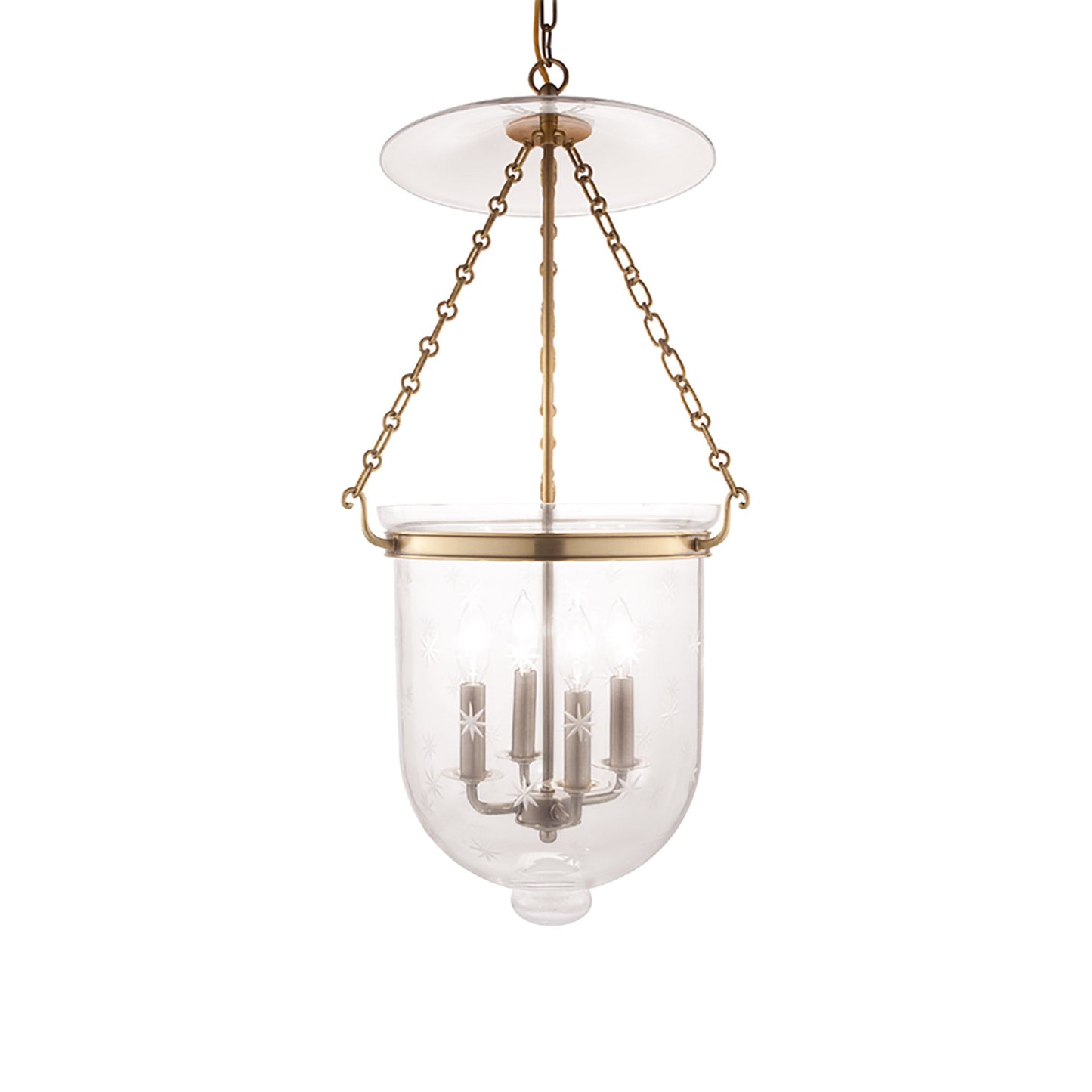 Hampton Pendant Light in Aged Brass/Snowflakes (Large).
