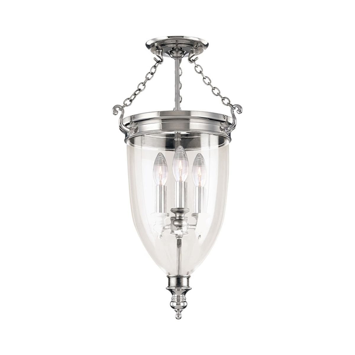 Hanover Semi Flush Mount Ceiling Light in Polished Nickel (Large).