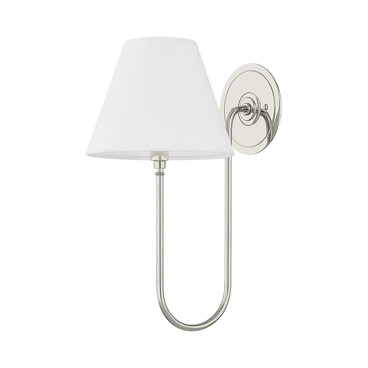 Hawthorne Wall Light in Polished Nickel.