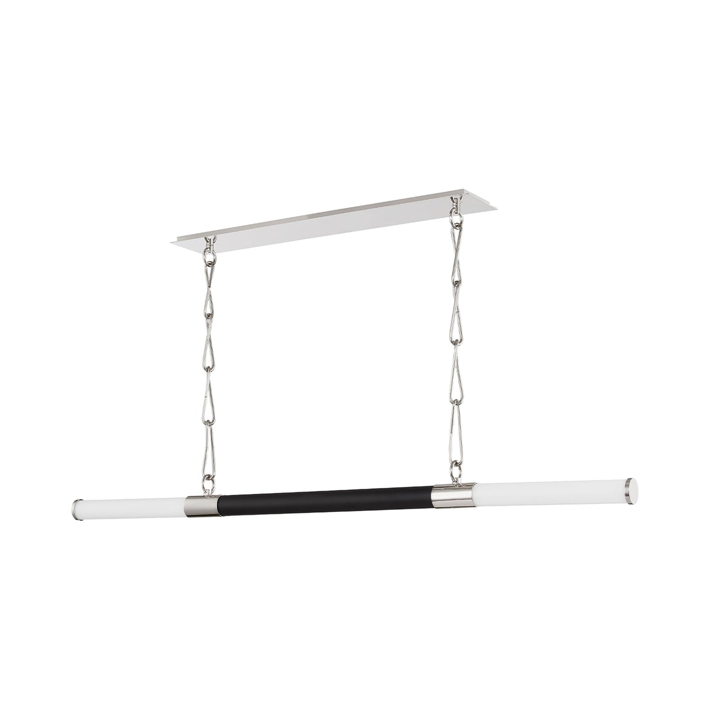 Huntington LED Linear Pendant Light in Polished Nickel/Black.