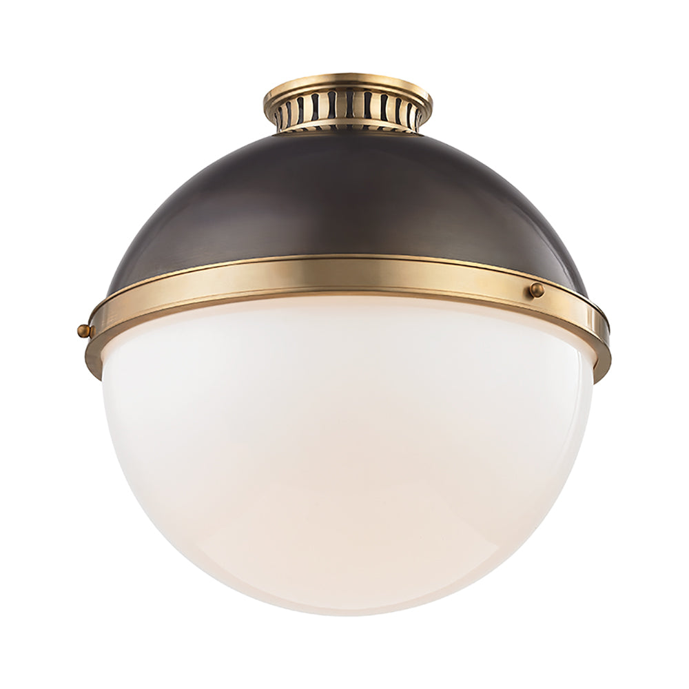 Latham Flush Mount Ceiling Light in Aged/Antique Distressed Bronze (Large).