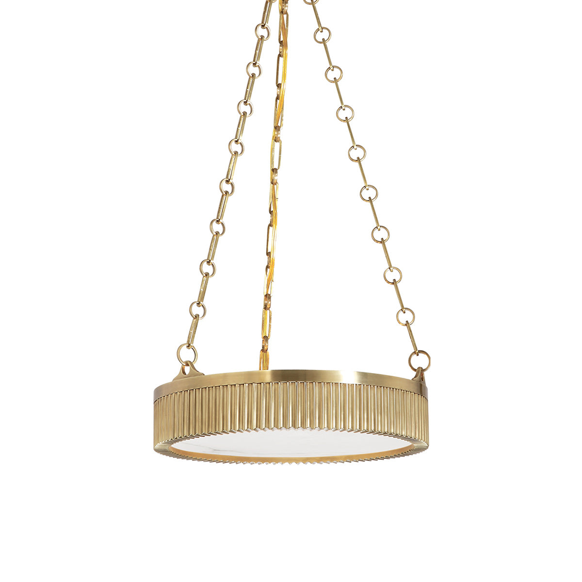 Lynden Pendant Light in Aged Brass.
