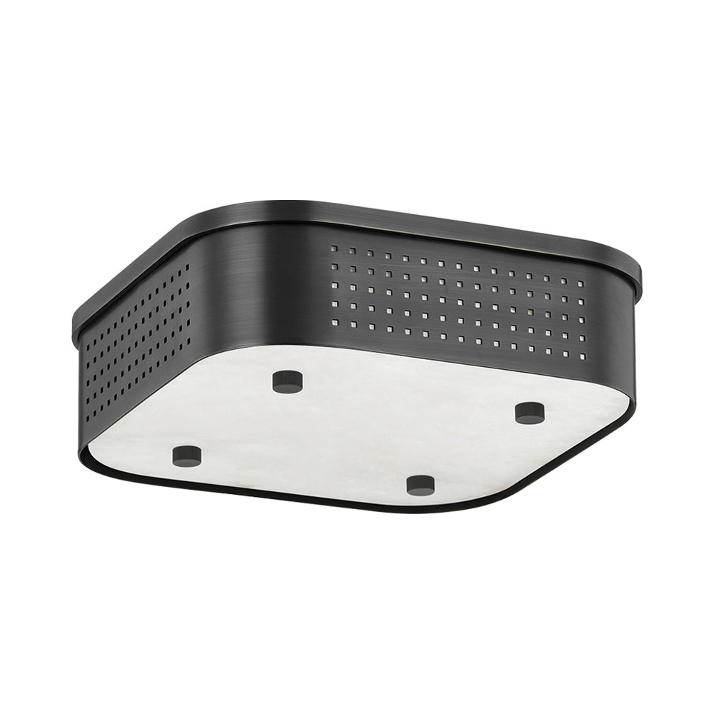 Madison Square LED Flush Mount Ceiling Light in Distressed Bronze.