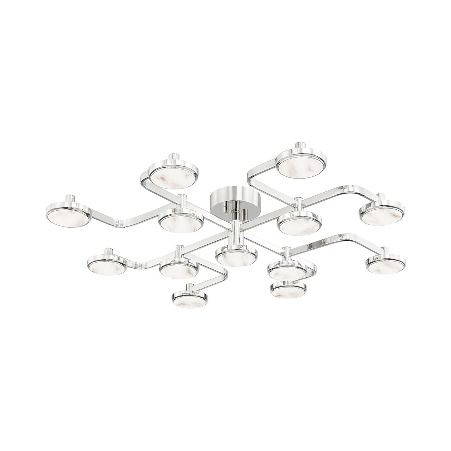 Meander LED Semi Flush Mount Ceiling Light in Polished Nickel (13-Light).