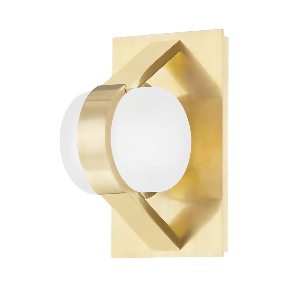 Orbit LED Wall Light in Aged Brass.
