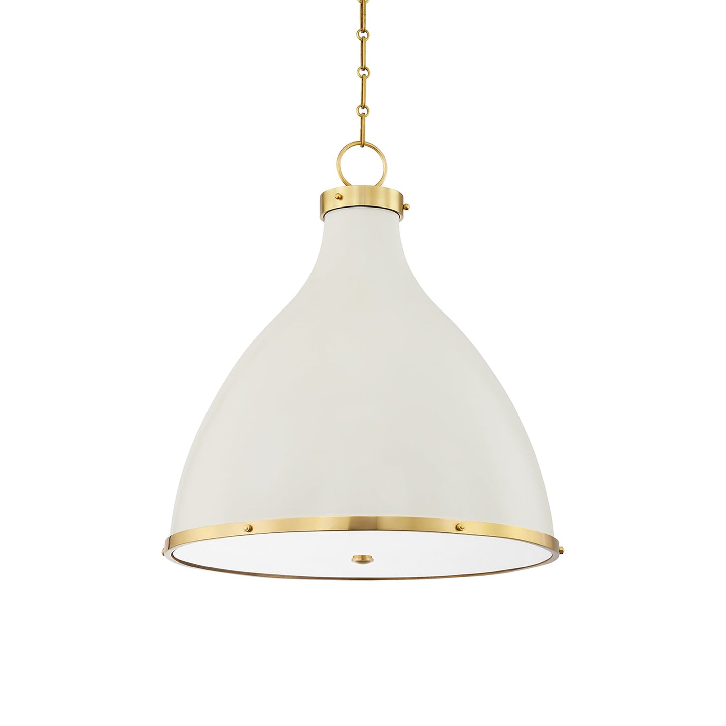 Painted No. 3 Pendant Light in Aged Brass/Off White (22.5-Inch).