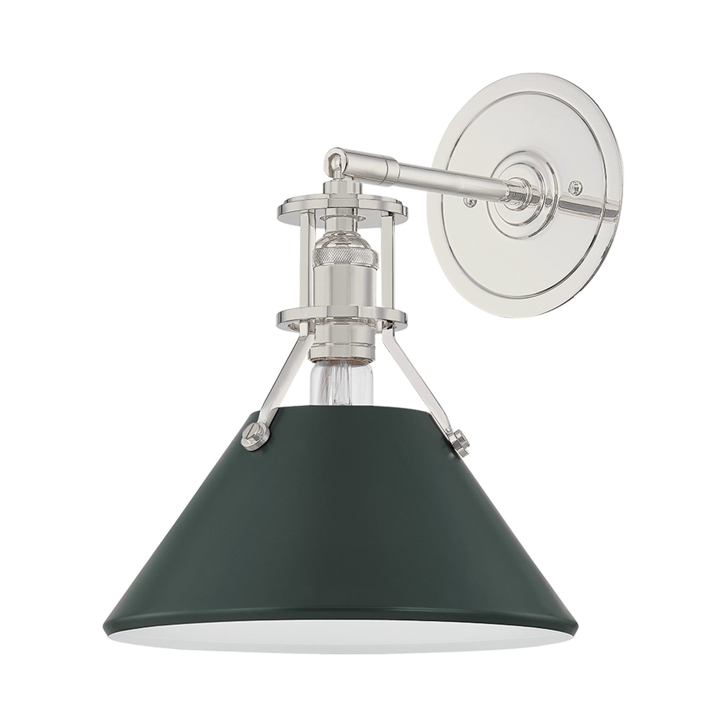 Painted No.2 Wall Light in Polished Nickel/Soft Studio Green.