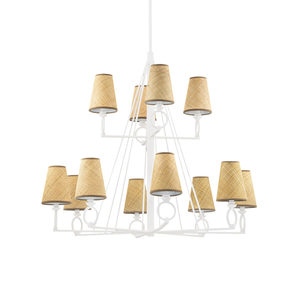 Pendelton Chandelier in White Plaster (12-Light).