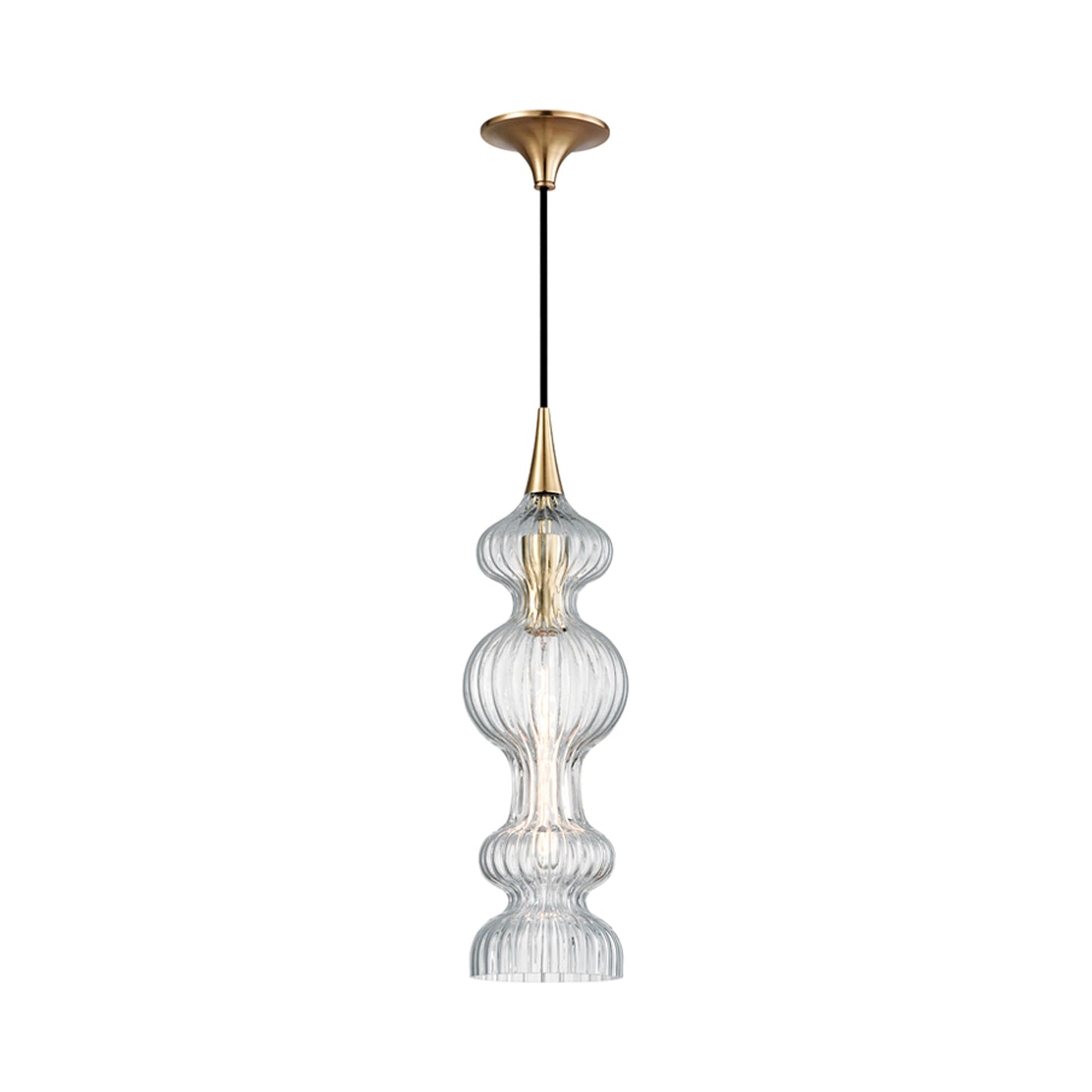 Pomfret Pendant Light in Aged Brass/Clear.