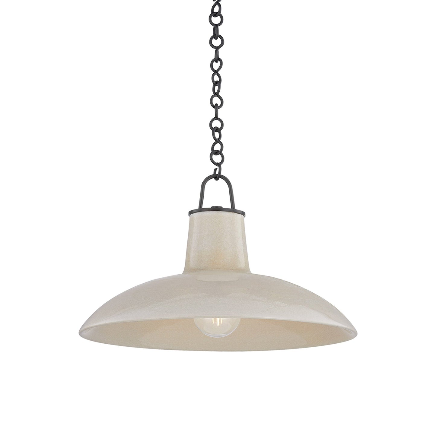 Pottersville Pendant Light in Distressed Bronze/Ceramic Ivory Crackle (Large).
