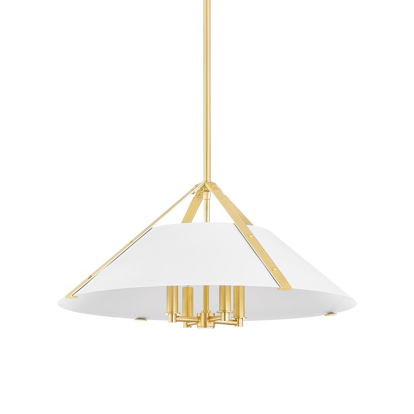 Raymond Pendant Light in Aged Brass/Soft White.
