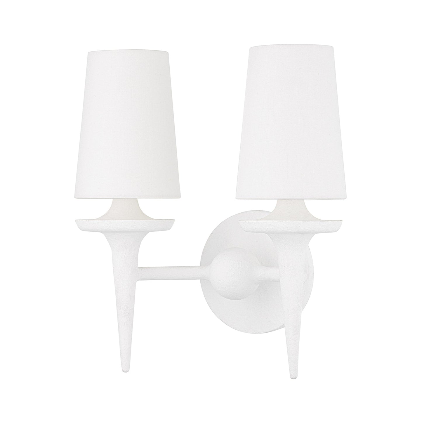 Torch Wall Light in White Plaster (2-Light).