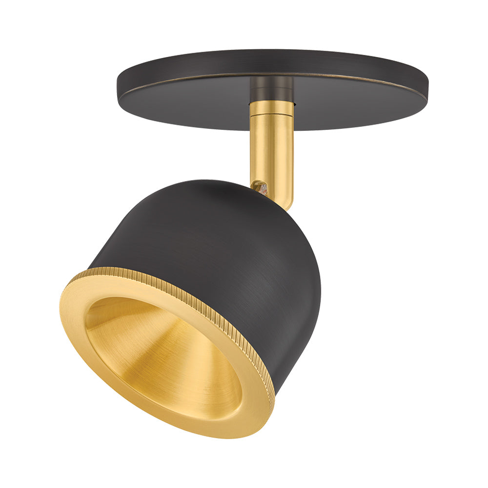 Tuthill LED Semi Flush Mount Ceiling Light in Aged Brass/Distressed Bronze.