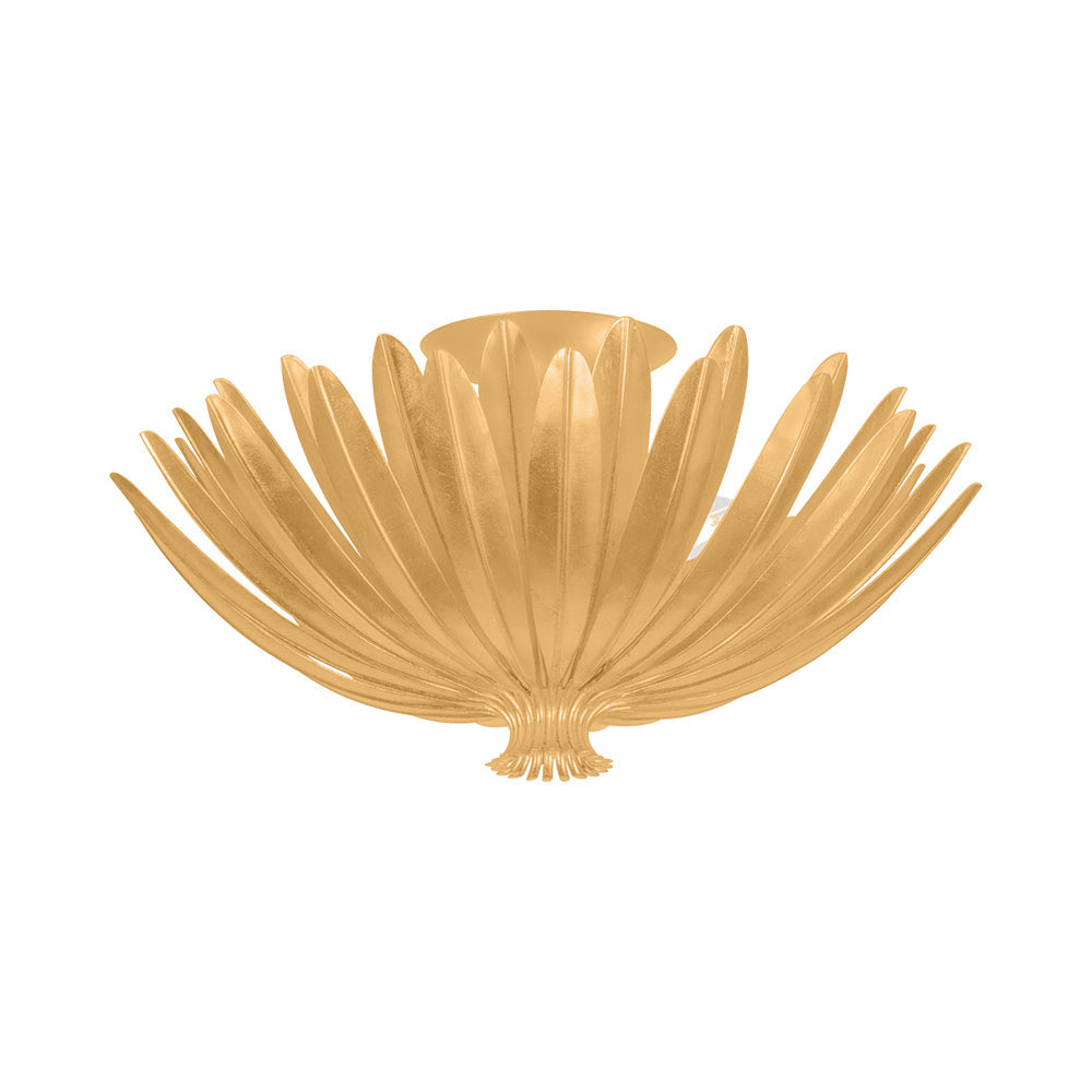 Whitfield Semi Flush Mount Ceiling Light in Vintage Gold Leaf.