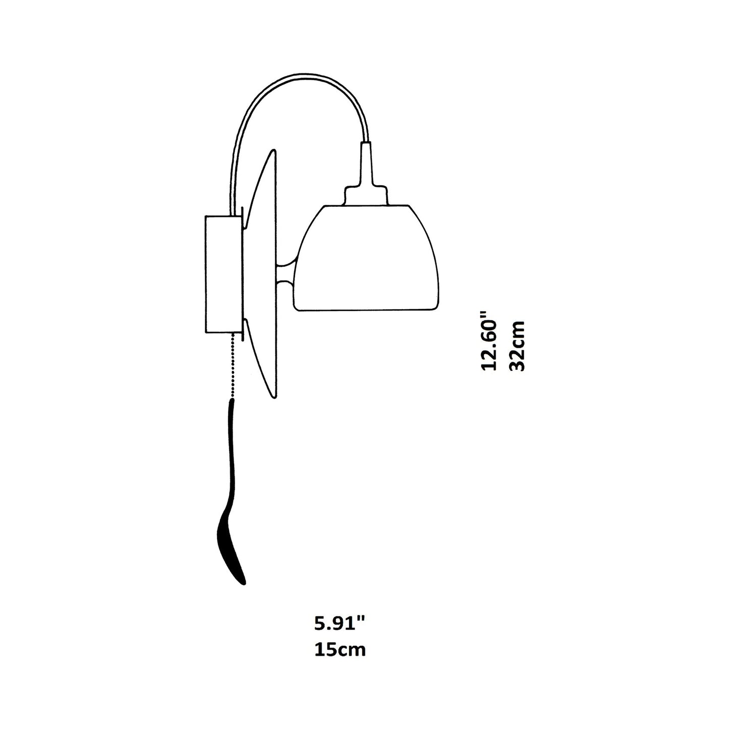 Light Au Lait Wall Light - line drawing.