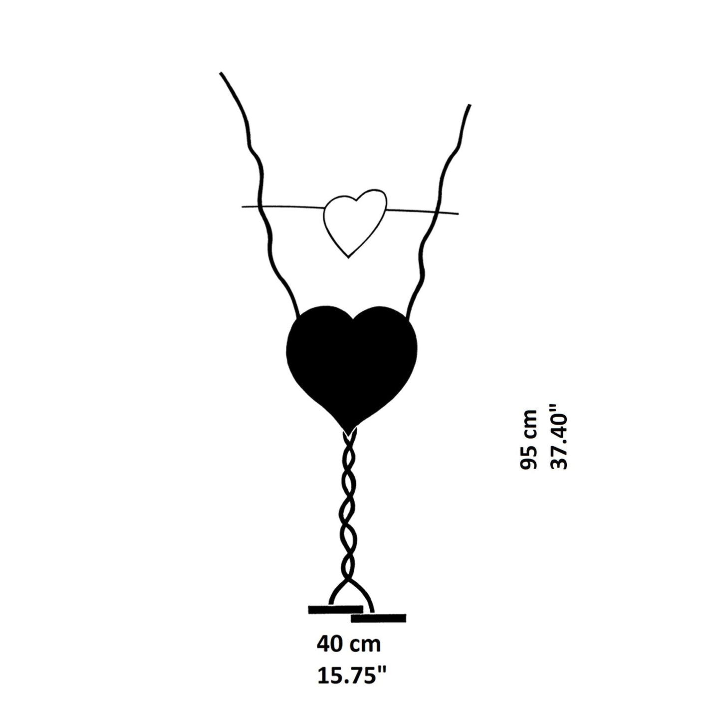 One From The Heart LED Table Lamp - line drawing.