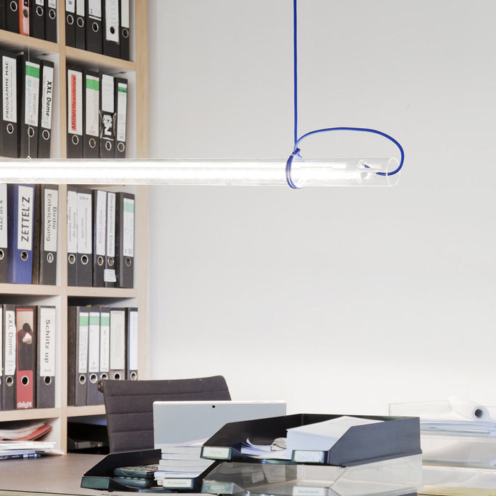 Tubular LED Pendant Light in office.