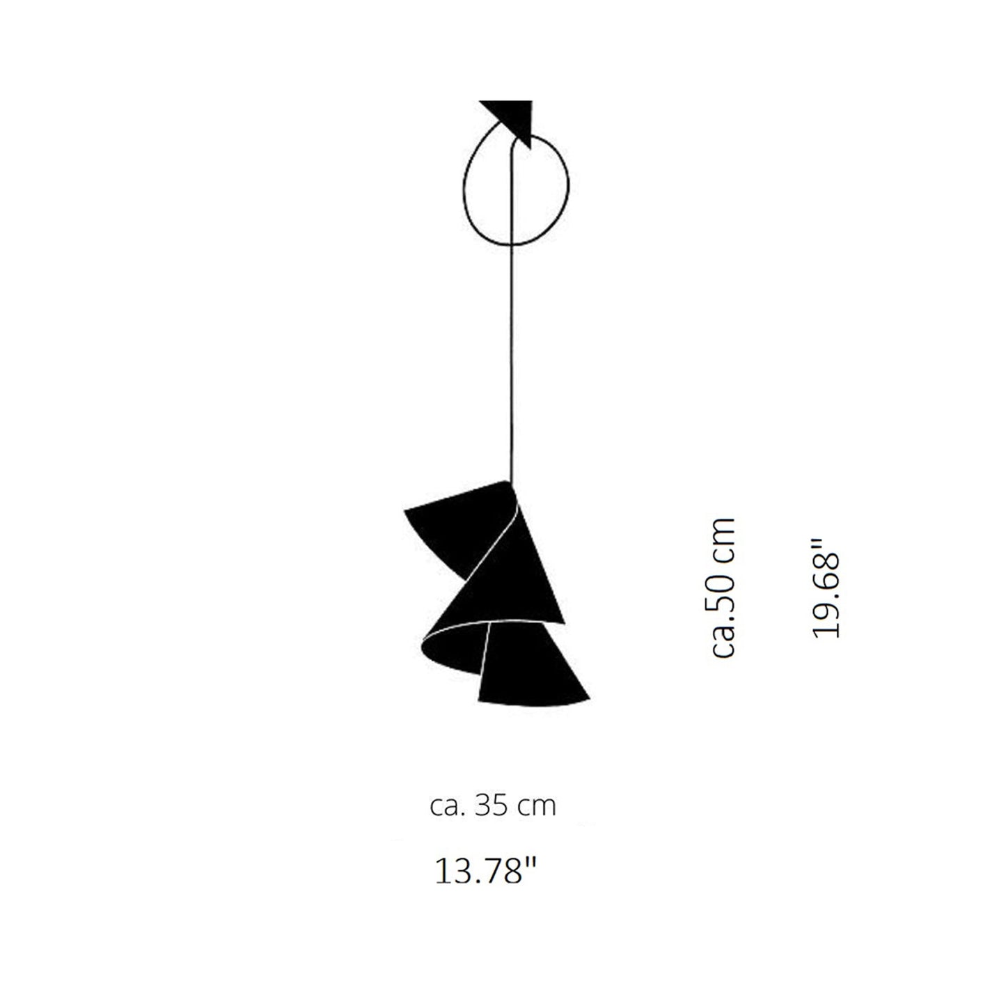 Willydilly Pendant Light - line drawing.