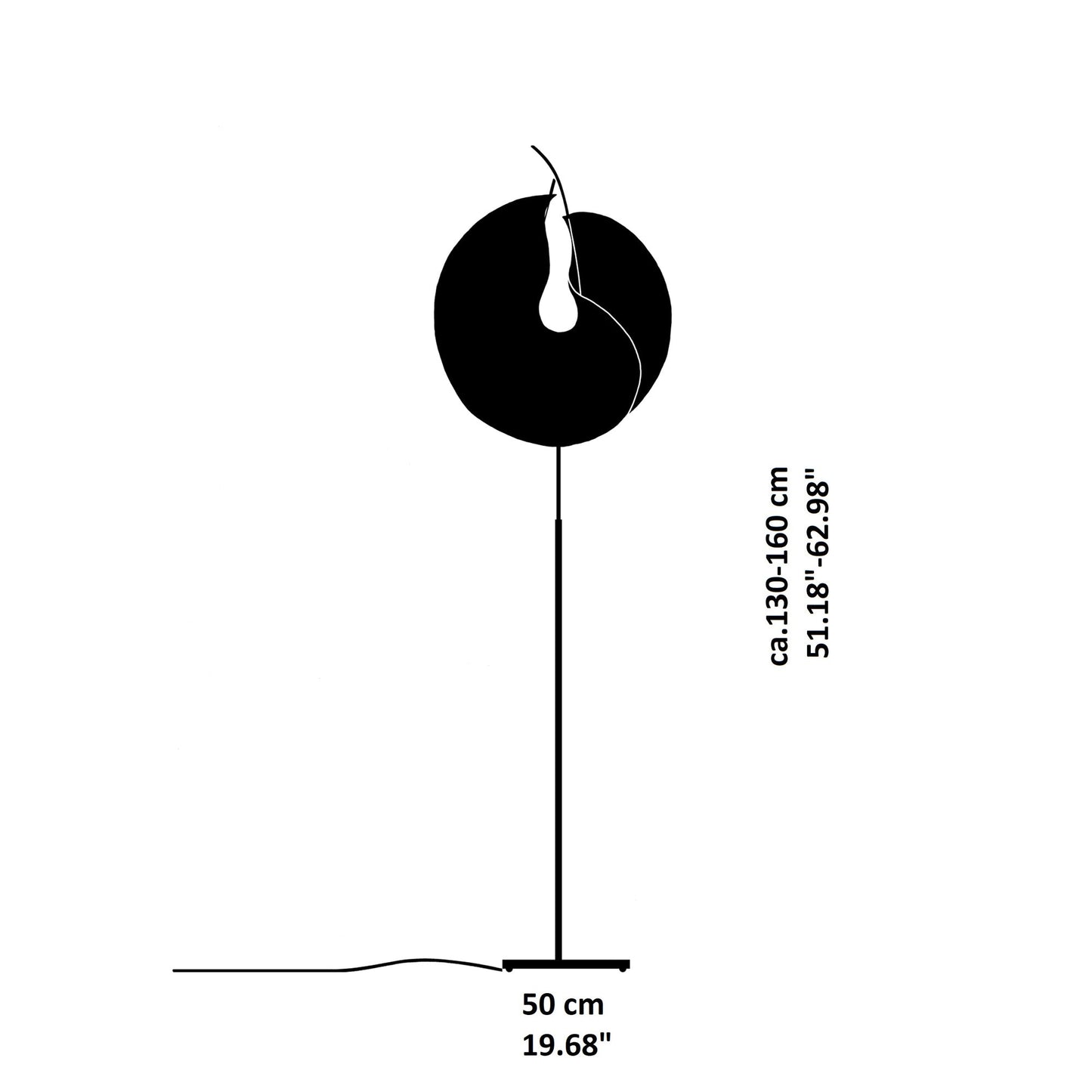 Yoruba Rose LED Floor Lamp - line drawing.
