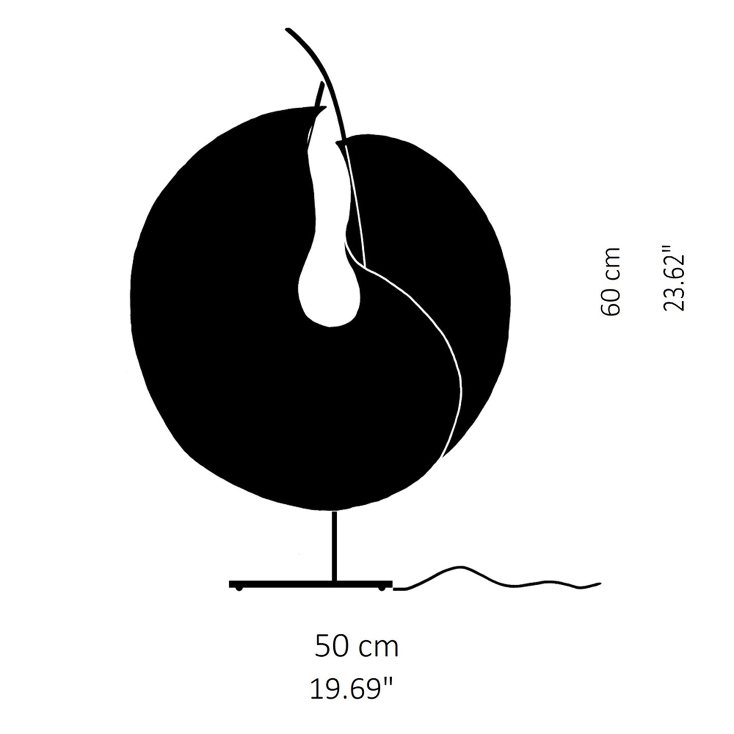 Yoruba Rose LED Table Lamp - line drawing.