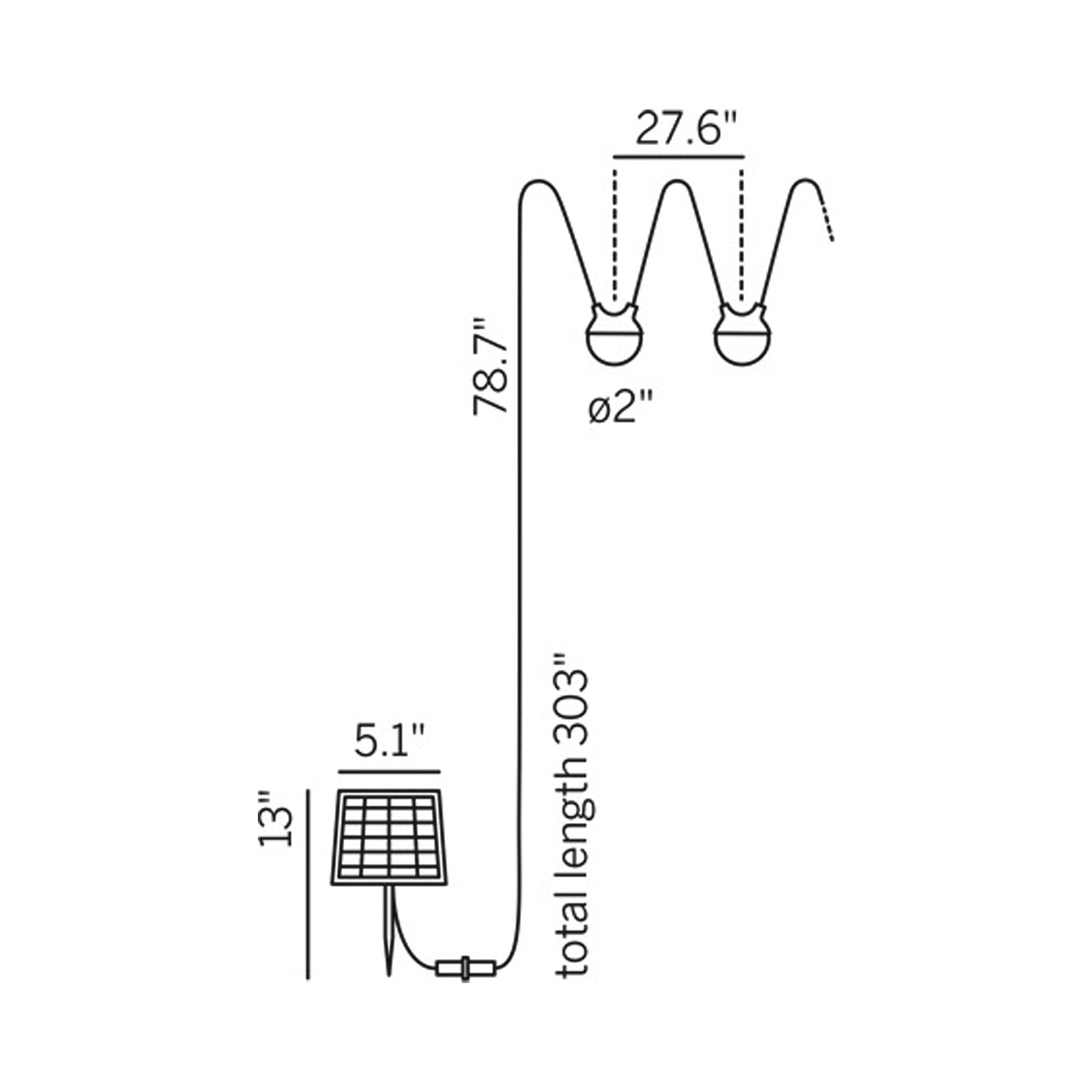 Cherry Bubbls Outdoor LED Solar Powered String Light - line drawing.