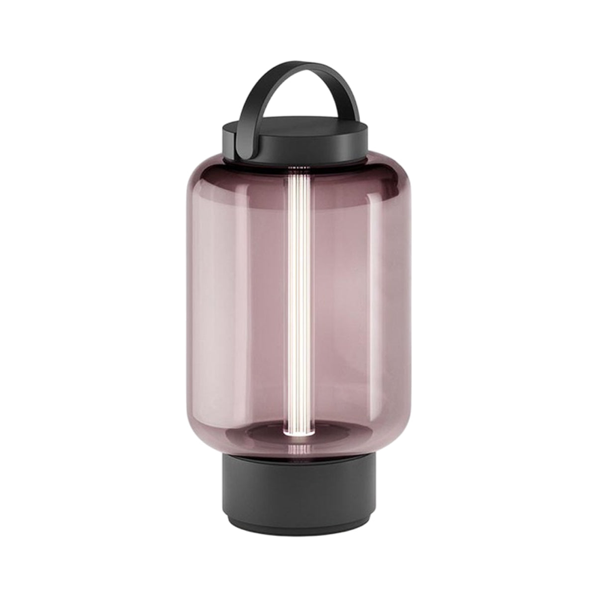 Qu Outdoor LED Portable Table Lamp in Jet Black/Rose.