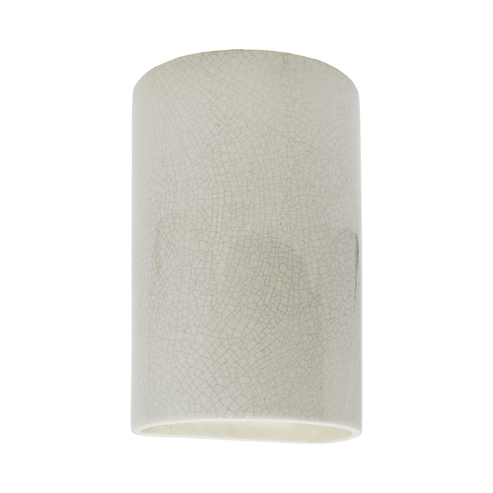 Ambiance Cylinder Closed Top Wall Light in White Crackle.