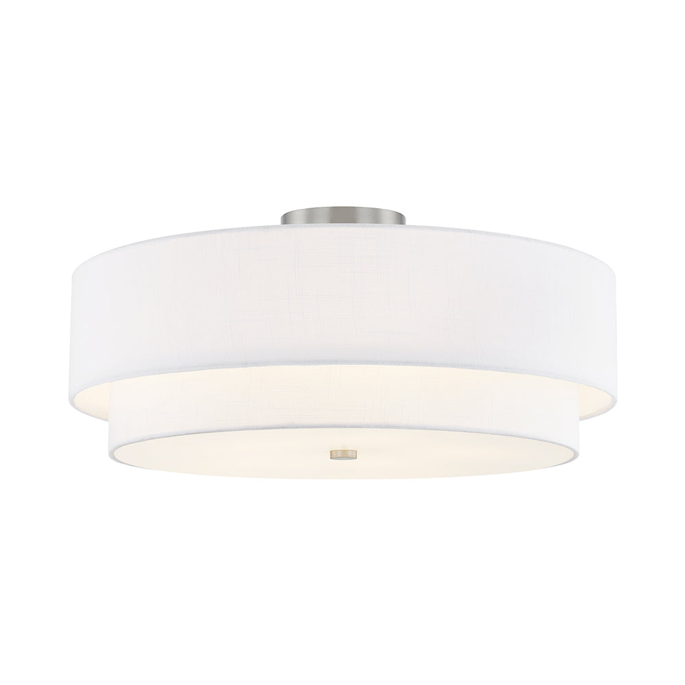 Classic Tiered Drum Semi Flush Mount Ceiling Light in White (22-Inch).