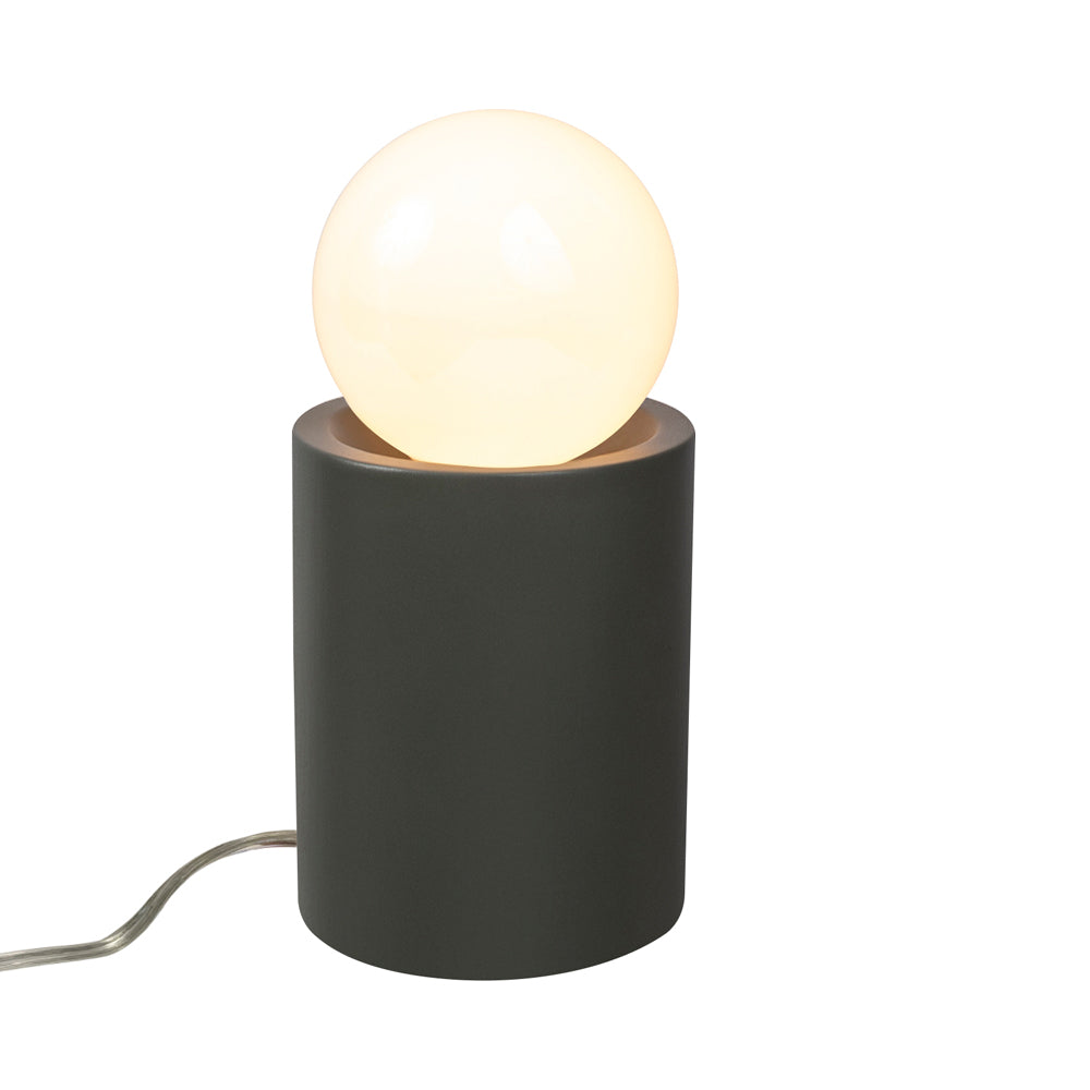 Pillar Portable Table Lamp in Pewter Green.