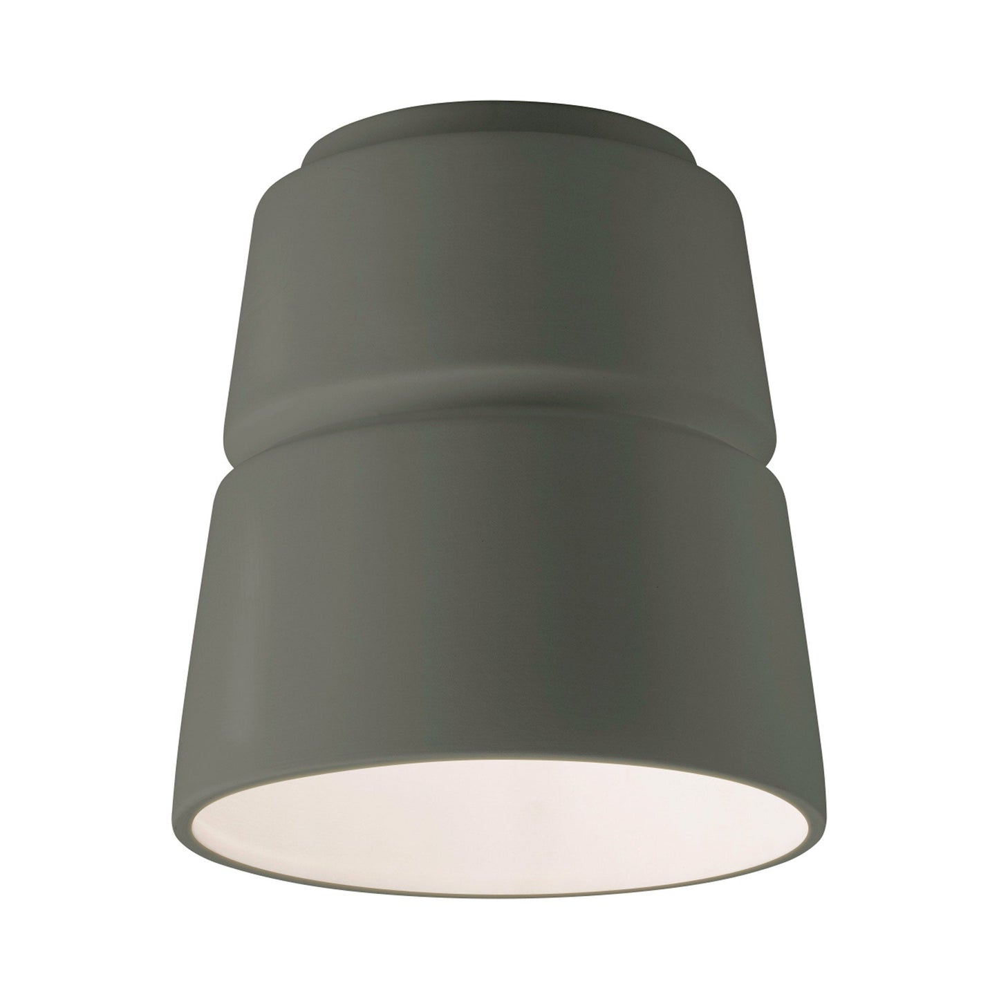 Radiance Cone Flush Mount Ceiling Light in Pewter Green.