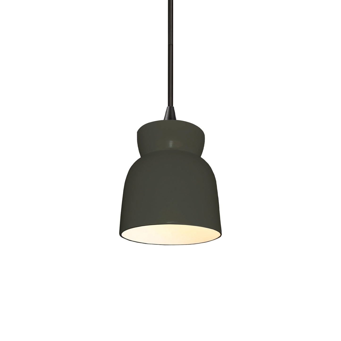 Radiance Hourglass Pendant Light in Pewter Green/Matte Black/Black.