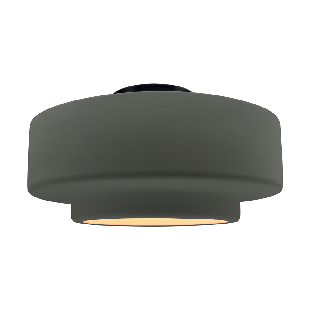 Radiance Tier LED Semi Flush Mount Ceiling Light in Pewter Green/Matte Black (Large).