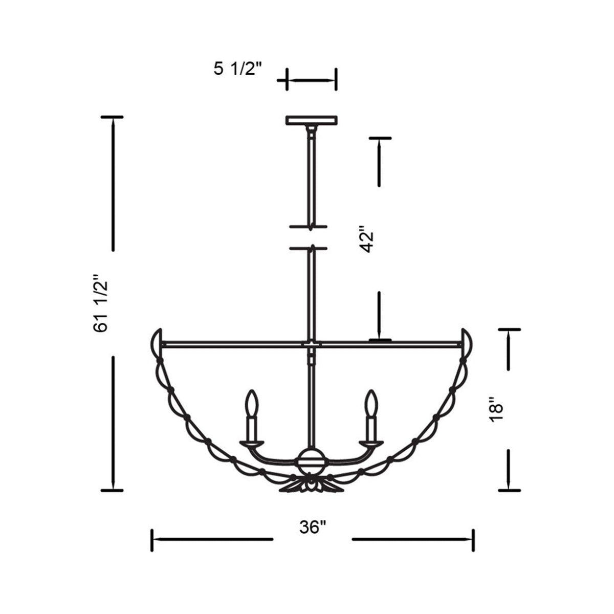 Amor Chandelier - line drawing.