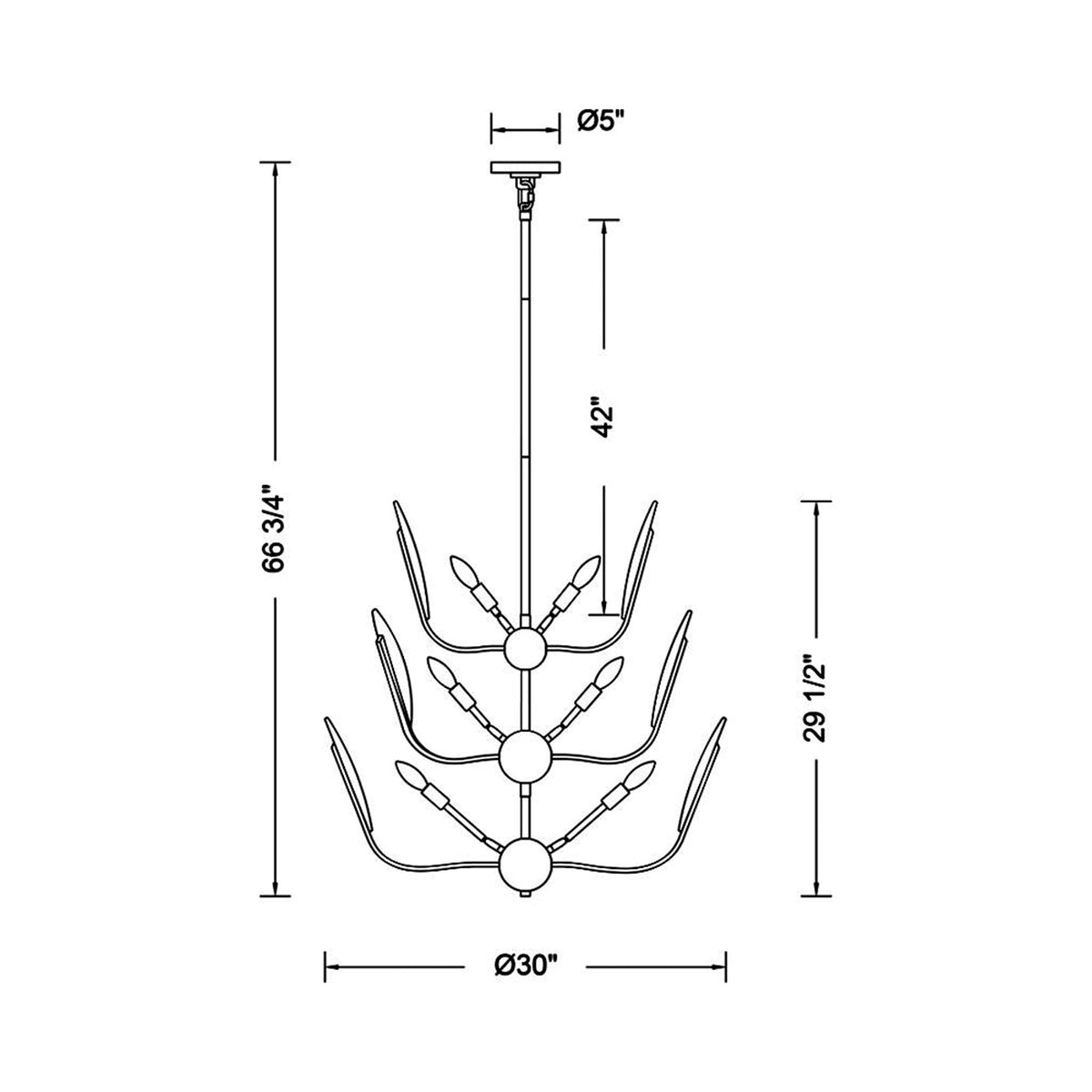 Autumna Chandelier - line drawing.